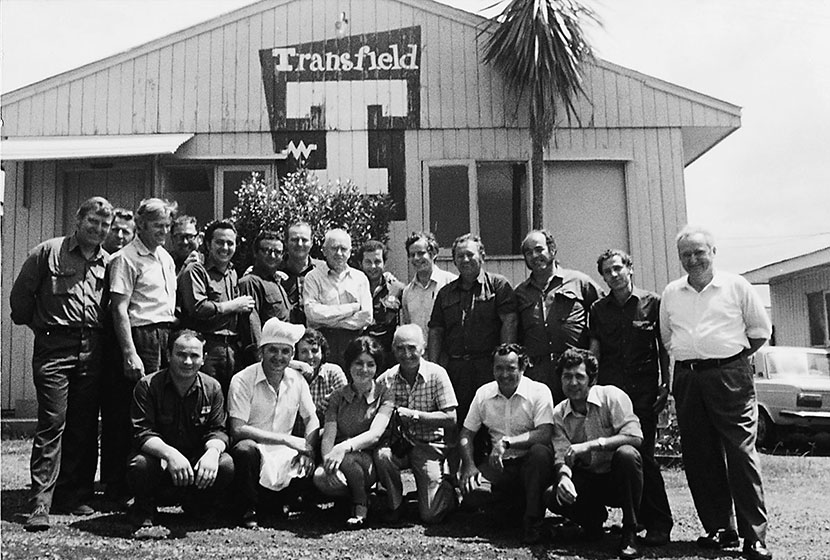 1976. Franco and his staff in front of the office of the Port Kembla Hostel.