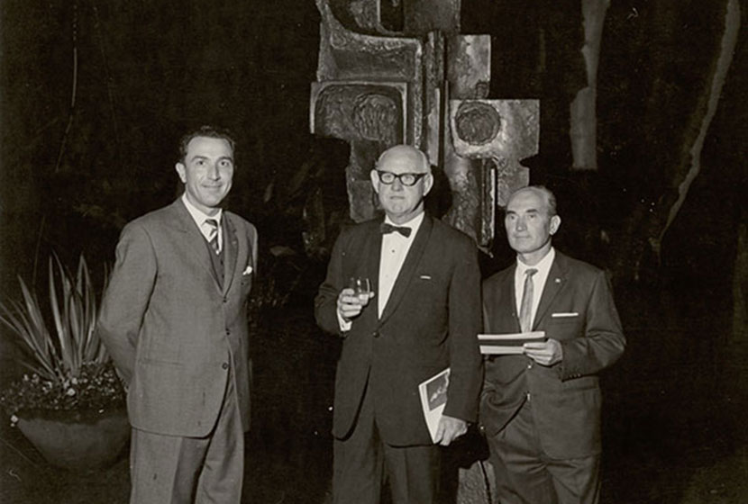 1966. Transfield Sculpture Prize. Carlo and Franco with Lord Mayor of Sydney, Alderman John Armstrong.