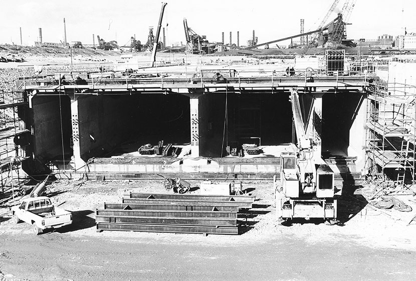 Port Kembla. Constructing the modules for the Sydney Harbour Tunnel.