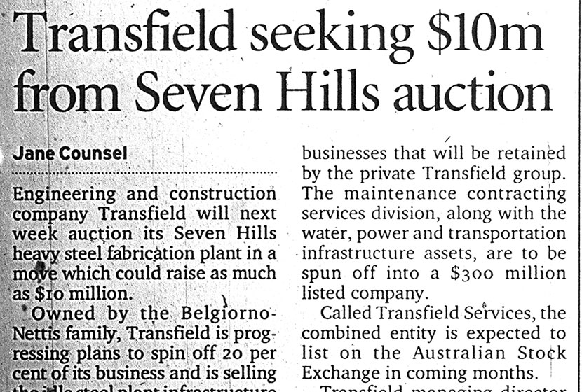 Article in the Sydney Morning Herald, 17 February 2001.
